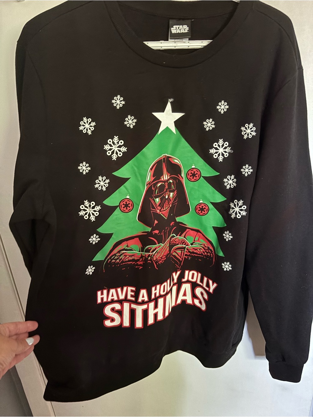 Star Wars Black Sweatshirt with Green Tree and Red Accents